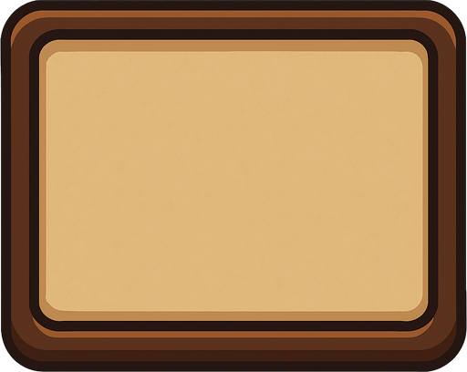 A tan dialog box background with a dark brown border..
In-Game asset.  2d.  High contrast.  No shadows. Cartoon style. 3D image
