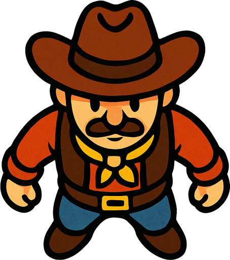 Top view cowboy good..
In-Game asset.  2d.  High contrast.  No shadows