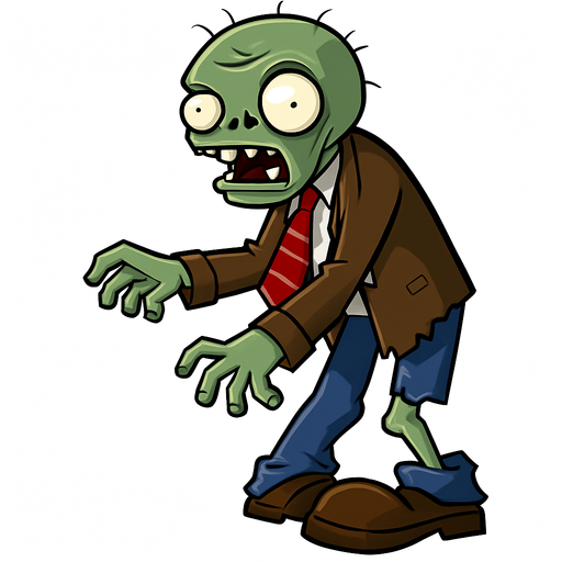 a plant vs zombies zombie.
In-Game asset.  2d.  High contrast.  No shadows