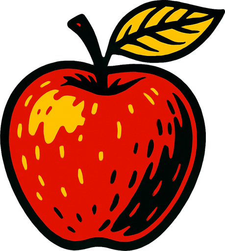 An apple.
2d.  High contrast.  No shadows