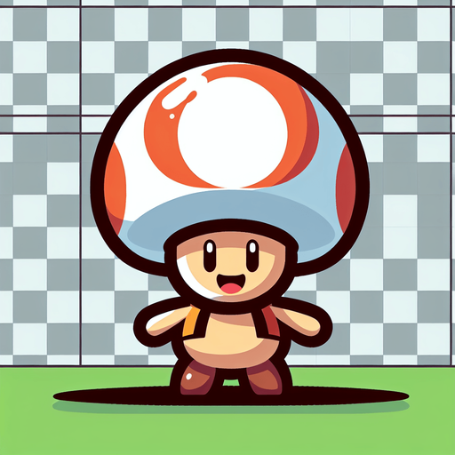 mario mantarı.
Single Game Texture.  In-Game asset.  2d.  Blank background.  High contrast.  No shadows