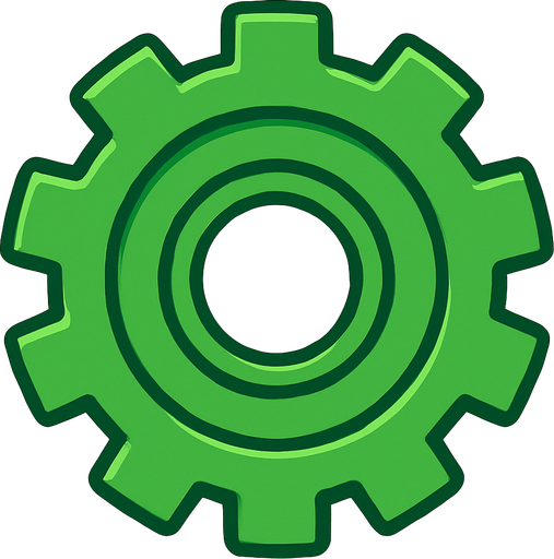 Green gear top view tranparent.
In-Game asset.  2d.  High contrast.  No shadows