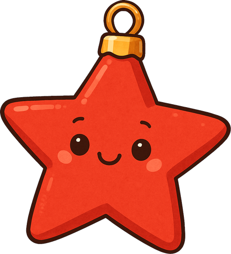 Perfectly star red Christmas decoration. Cartoon. Cute art style