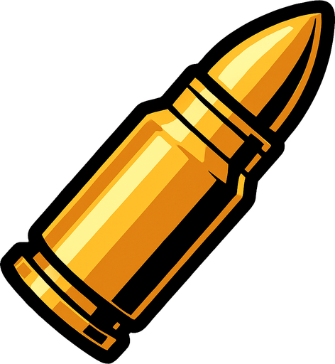 machine gun bullet.
In-Game asset.  2d.  High contrast.  No shadows