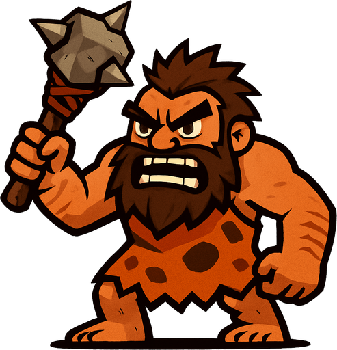 Taş devri düşman.
In-Game asset.  2d.  High contrast.  No shadows