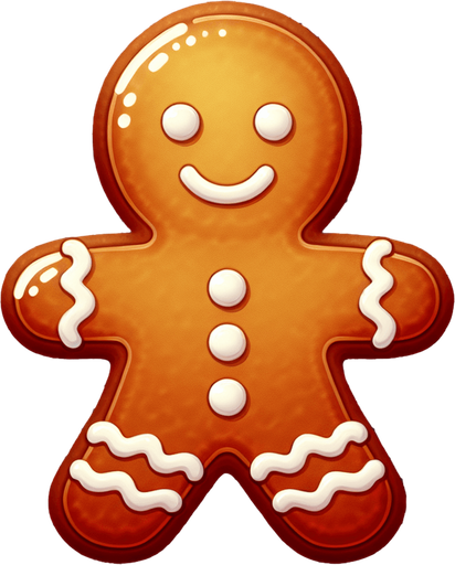 a cute gingerbread boy Single Game Texture. 2d. Transparent background. High contrast. No shadows.