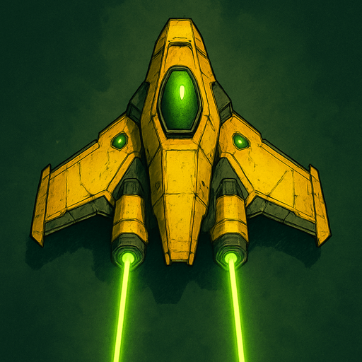 poisonous yellow laser spaceship top view.