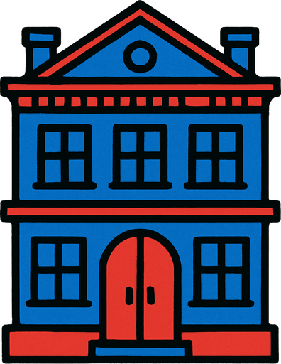 A building.
In-Game asset.  2d.  High contrast.  No shadows