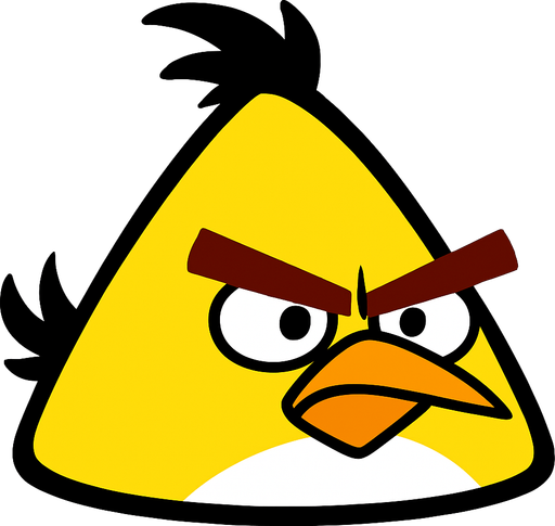 yellow angry bird.
In-Game asset.  2d.  High contrast.  No shadows