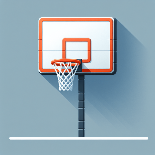 basketball hoop.
Single Game Texture. In-Game asset. 2d. Blank background. High contrast. No shadows.