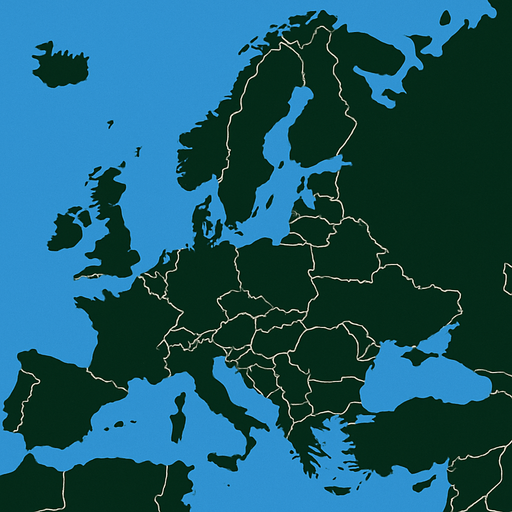 Map over Europe.
In-Game asset.  2d.  High contrast.  No shadows