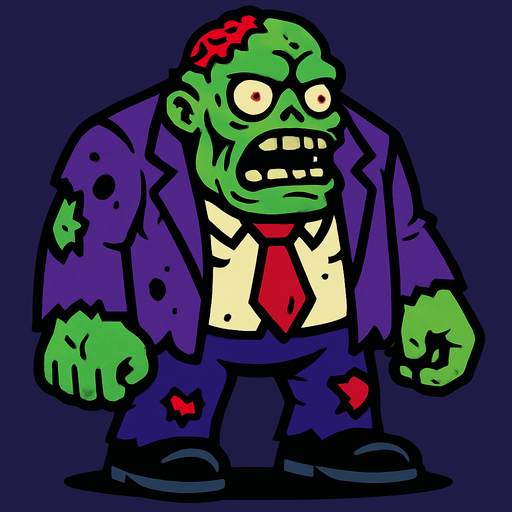 Zombie boss.
In-Game asset.  2d.  High contrast.  No shadows
