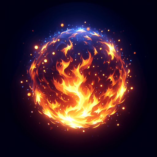 some fire particles Single Game Texture. In-Game asset. 2d. Blank background. High contrast. No shadows.