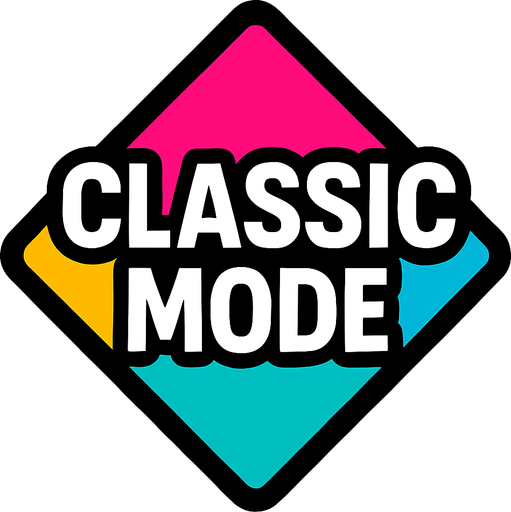 Diamond shaped colourful classic mode button.
In-Game asset.  2d.  High contrast.  No shadows