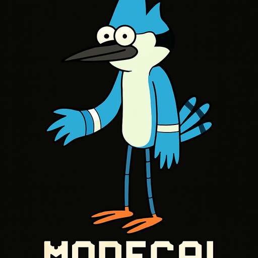 regular show modecaı.
In-Game asset.  2d.  High contrast.  No shadows