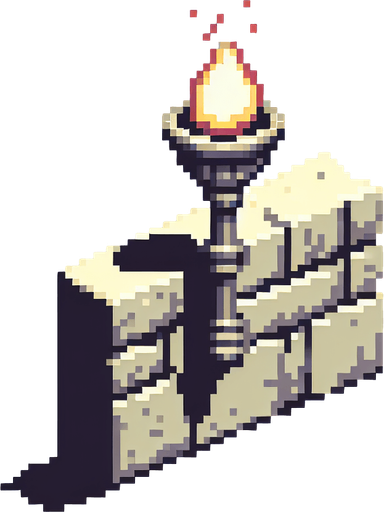 A wall torch. No fire. Pixel art..
Single Game Texture.  In-Game asset.  2d.  Blank background.  High contrast.  No shadows
