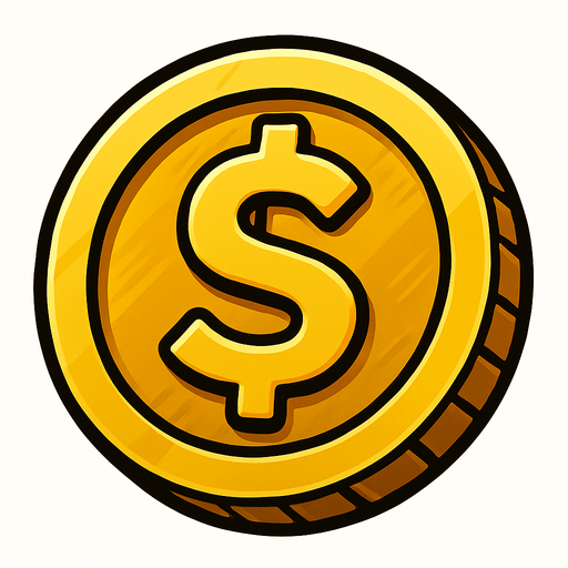 altın dolar.
In-Game asset.  2d.  High contrast.  No shadows