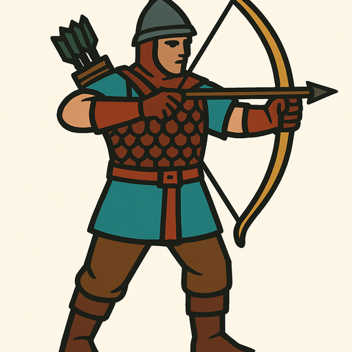 Okçu piyade savaşçı.
In-Game asset.  2d.  High contrast.  No shadows