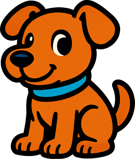Cute dog.
In-Game asset.  2d.  High contrast.  No shadows