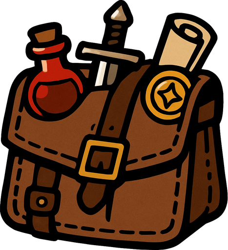 medieval envanter bag.
In-Game asset.  2d.  High contrast.  No shadows