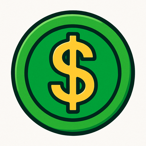 yeşil jeton içerisinde dolar simgesi.
In-Game asset.  2d.  High contrast.  No shadows