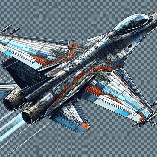 sideway view of a fighter jet. . .
In-Game 2d asset.  transparent background. horizontal. No shadows.