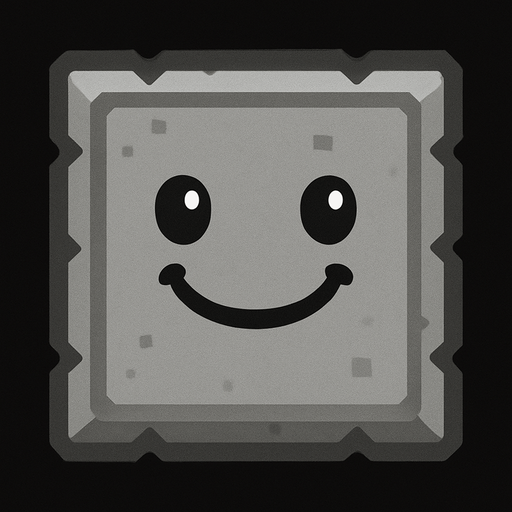 Happy gray block.
In-Game asset.  2d.  High contrast.  No shadows