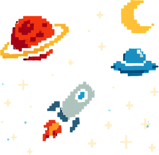 2d pixel art space.
In-Game asset.  2d.  High contrast.  No shadows