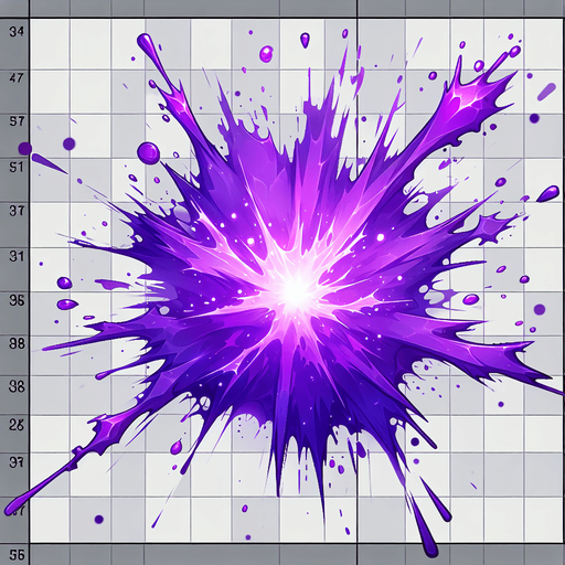 purple damage splash.
Single Game Texture. In-Game asset. 2d. Blank background. High contrast. No shadows.
