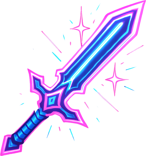Sword, effect grand master neon.
In-Game asset.  2d.  High contrast.  No shadows