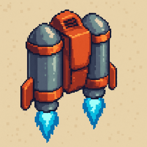 Three-quarter view pixel art jetpack