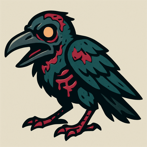 Zombie crow.
In-Game asset.  2d.  High contrast.  No shadows
