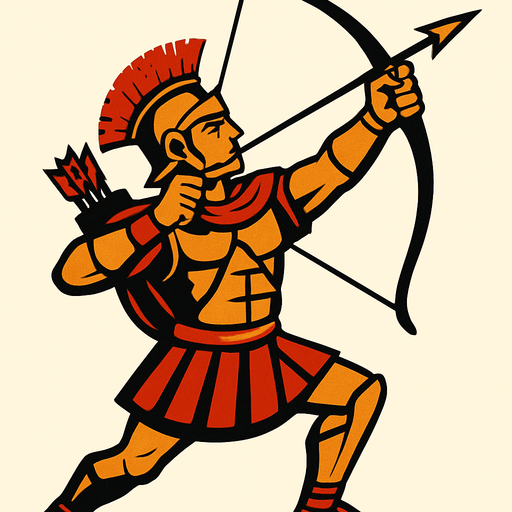 Roman Archer Aiming High.
In-Game asset.  2d.  High contrast.  No shadows