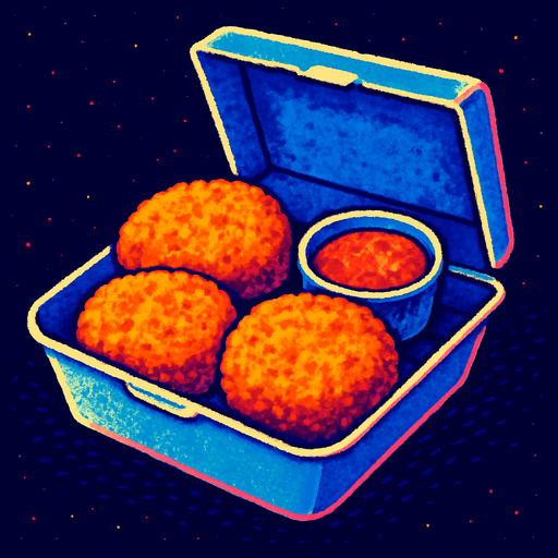 Fish cakes in a to go box.