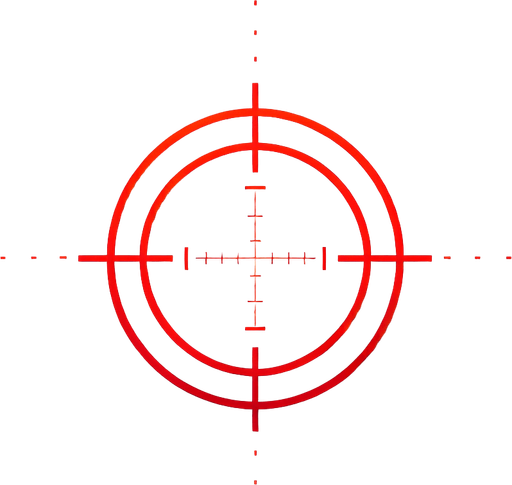 red gaming reticle. Minimal.
Single Game Texture.  In-Game asset.  2d.  Blank background.  High contrast.  No shadows