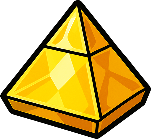 Yellow gem pyramid.
In-Game asset.  2d.  High contrast.  No shadows