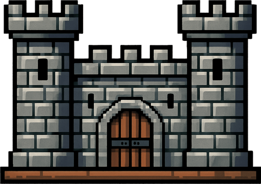 castle base, pixel art.
In-Game asset.  2d.  High contrast.  No shadows