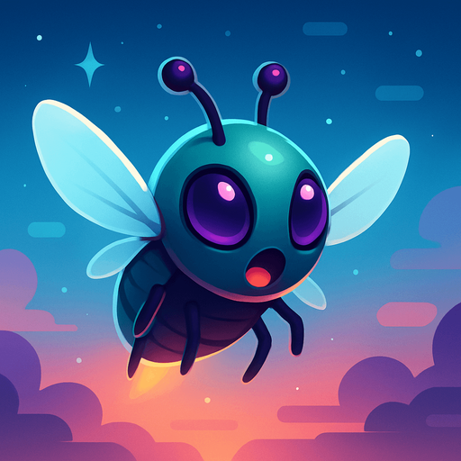 Front-facing icon, Fullscreen modern App Store art style with futuristic small flying alien bug
, 16:9, high definition.  No text captions!