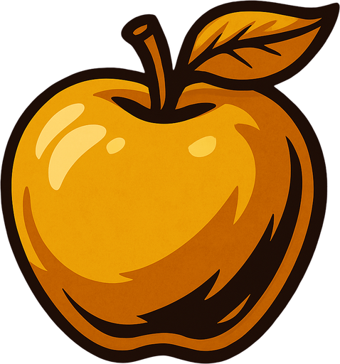altın bir elma.
In-Game asset.  2d.  High contrast.  No shadows