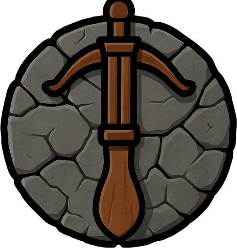 Circle of rock. The turret is a crossbow with no bow on it, only the base.