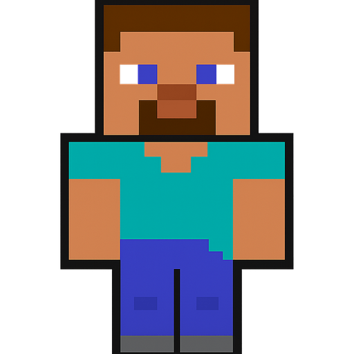 Steve from minecraft.
In-Game asset.  2d.  High contrast.  No shadows