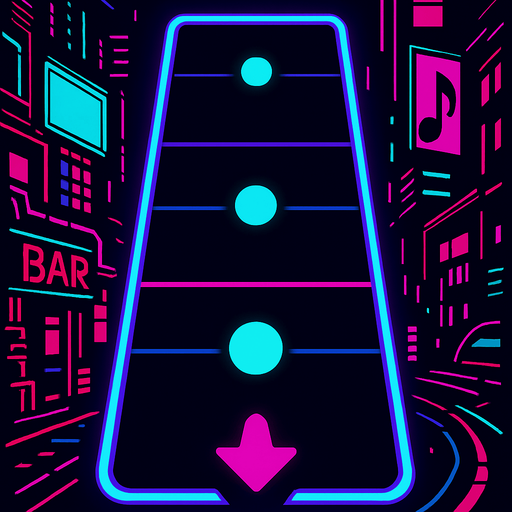 Cyberpunk style single lane for music rhythm game.
In-Game asset.  2d.  High contrast.  No shadows
