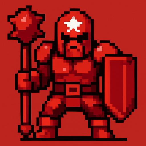 pixel art 
red gurdian.
In-Game asset.  2d.  High contrast.  No shadows