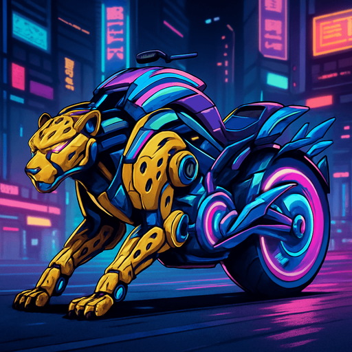 cyberpunk American anime koraidon Miraidon-esque motorcycle animal futuristic cheetah-meets-motorcycle