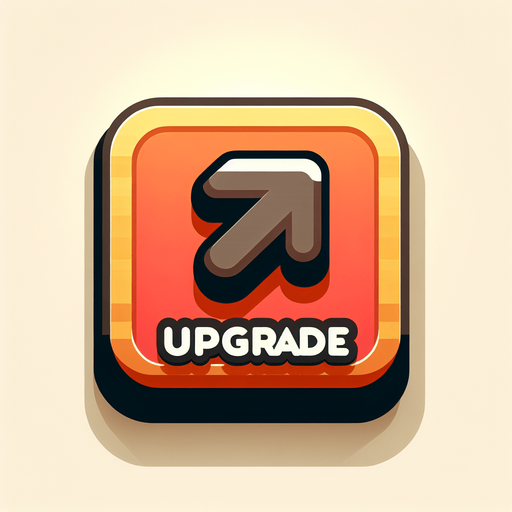 Upgrade sign.
Single Game Texture. In-Game asset. 2d. Blank background. High contrast. No shadows.