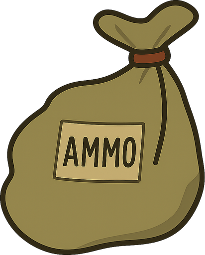2D ammo pack. No background. Transparent background. Blank background. No shadows. 2d. In-Game asset. flat
