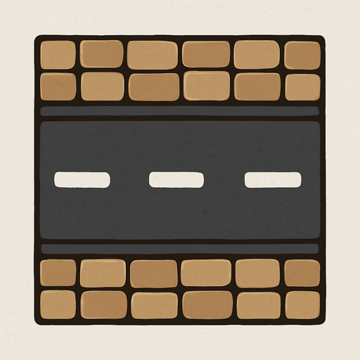 street tile on top viewing with street way horizontal.
In-Game asset.  2d.  High contrast.  No shadows