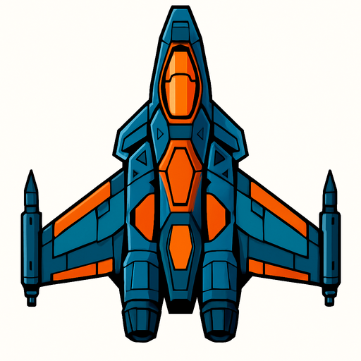 An space fighter jet viewed from the top.
In-Game asset.  2d.  High contrast.  No shadows