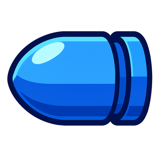 Bala azul.
In-Game asset.  2d.  High contrast.  No shadows