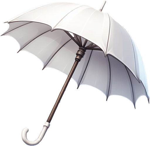 white umbrella.
Single Game Texture. In-Game asset. 2d. Blank background. High contrast. No shadows.